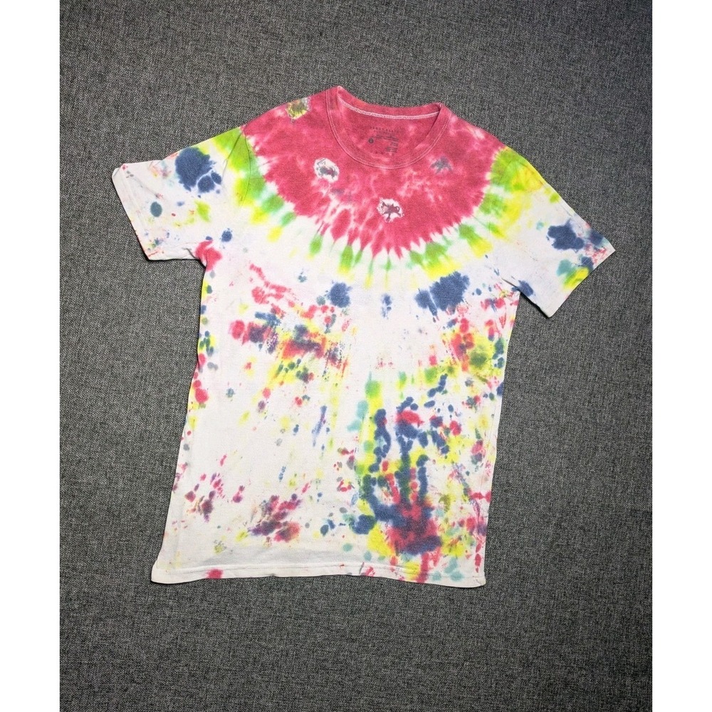 Perry Ellis Portfolio Mens Small T Shirt Tie Dye Colorful Hippie Short Sleeve Te